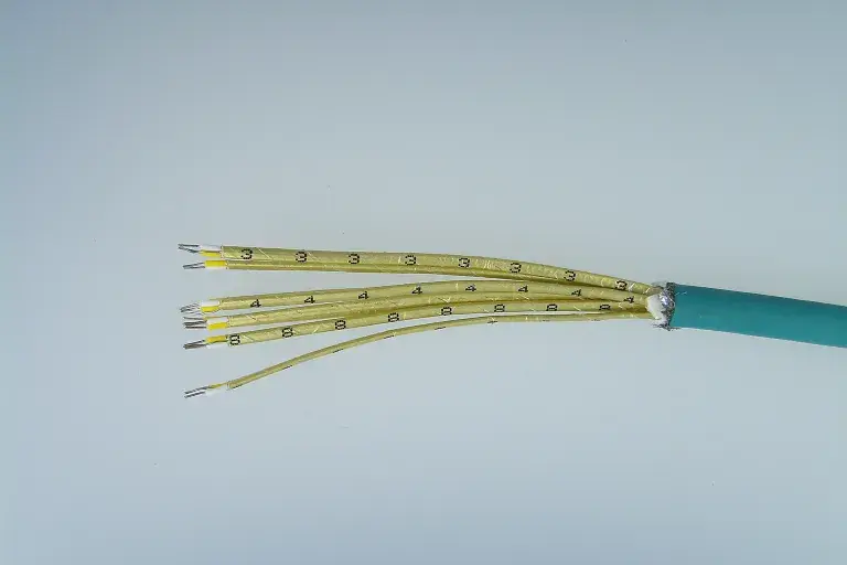 Yellow blue wire with number written on it like 3 4 5